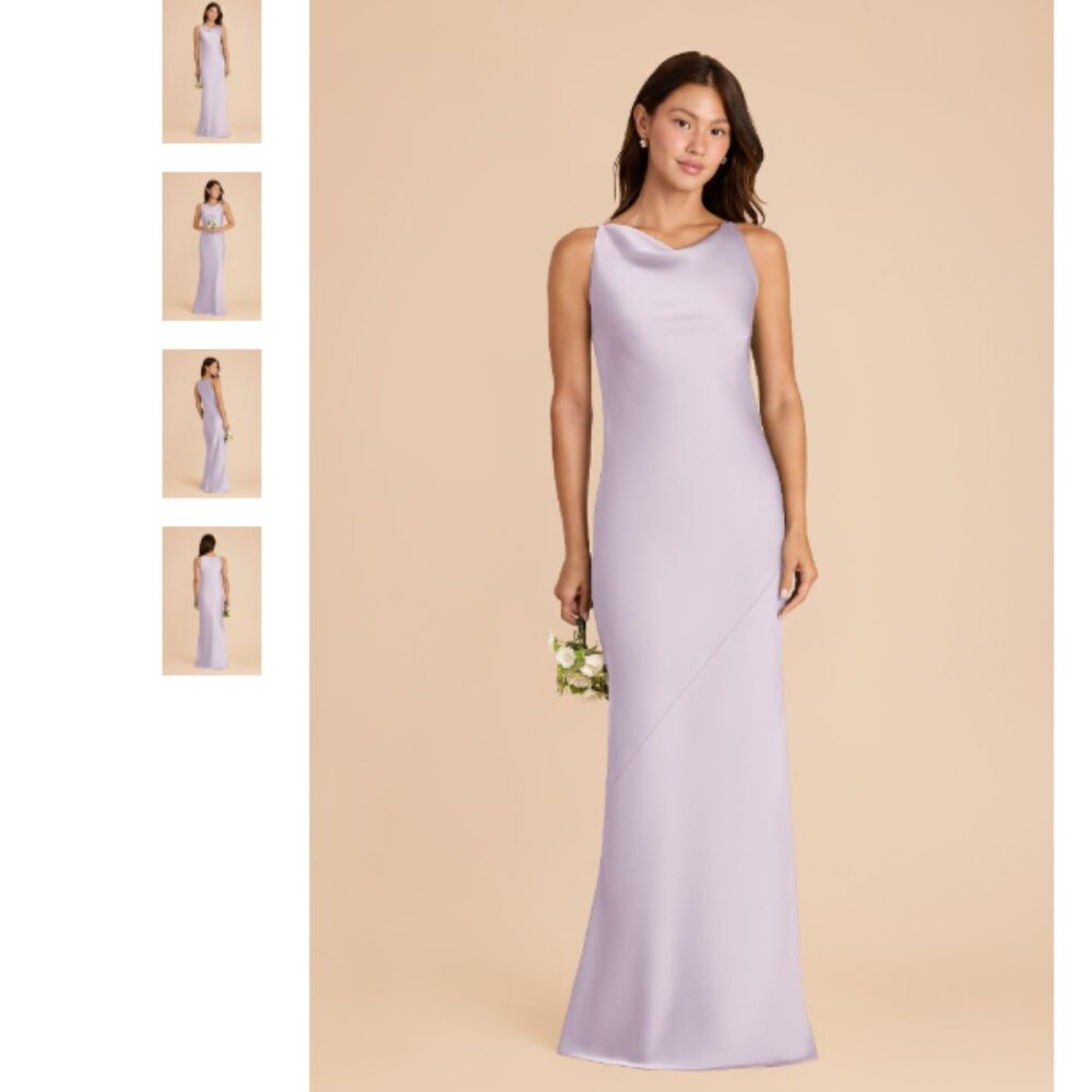 Birdy Grey Lilac/lavender Satin Cowl Neck Maxi Dress